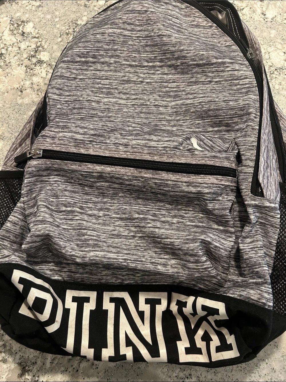 PINK Victoria's Secret Heather Gray & Black Logo Backpack